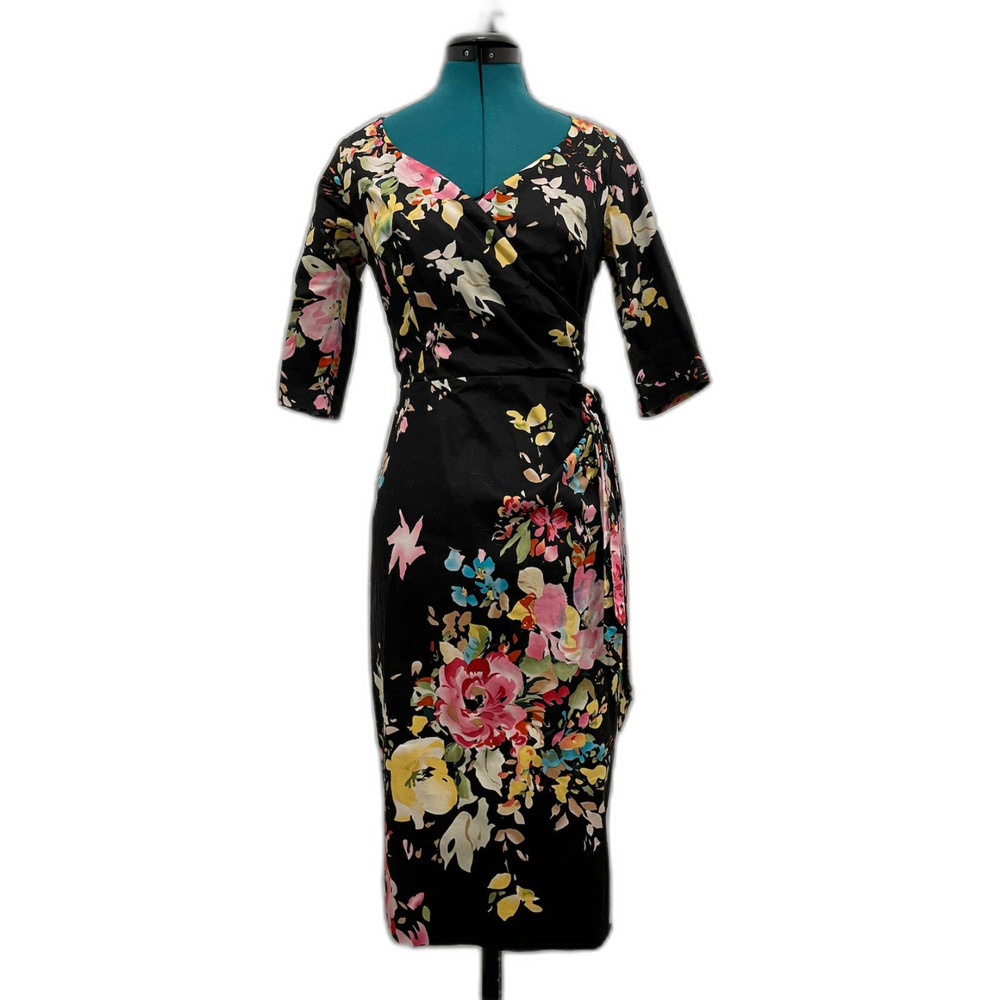 Pretty Dress Company black floral pencil dress UK10